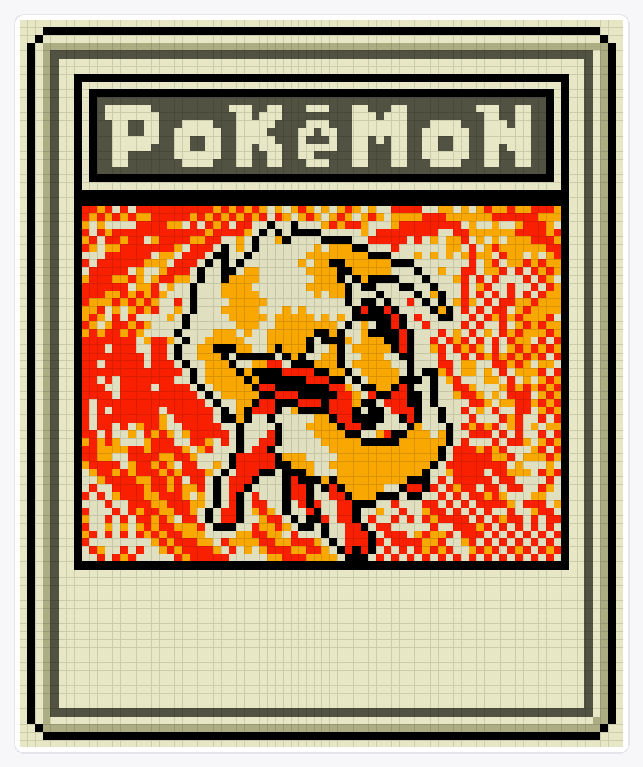 #136 Flareon TCG — 94×78 loom bead pattern chart