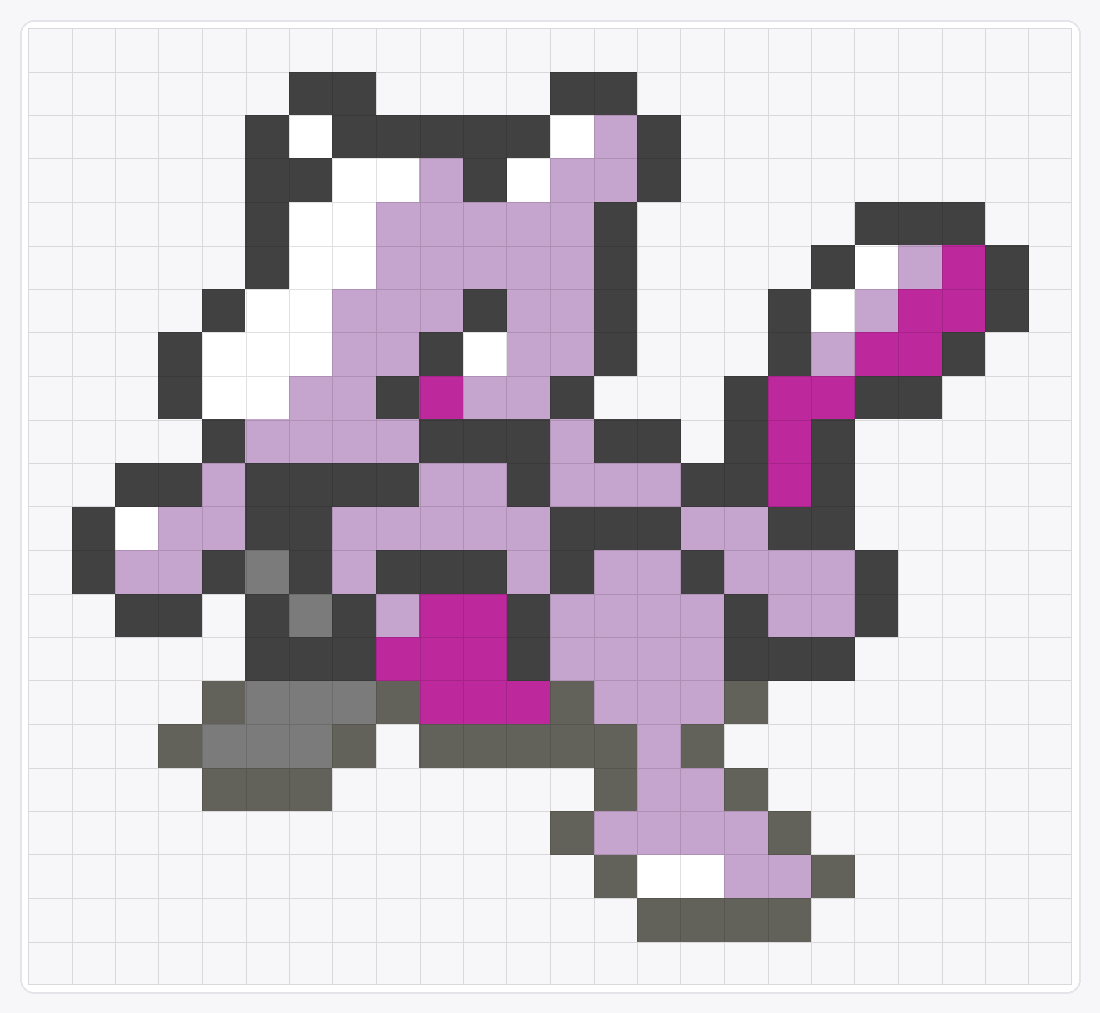 #150 Mewtwo Icon — 22×24 loom bead pattern chart