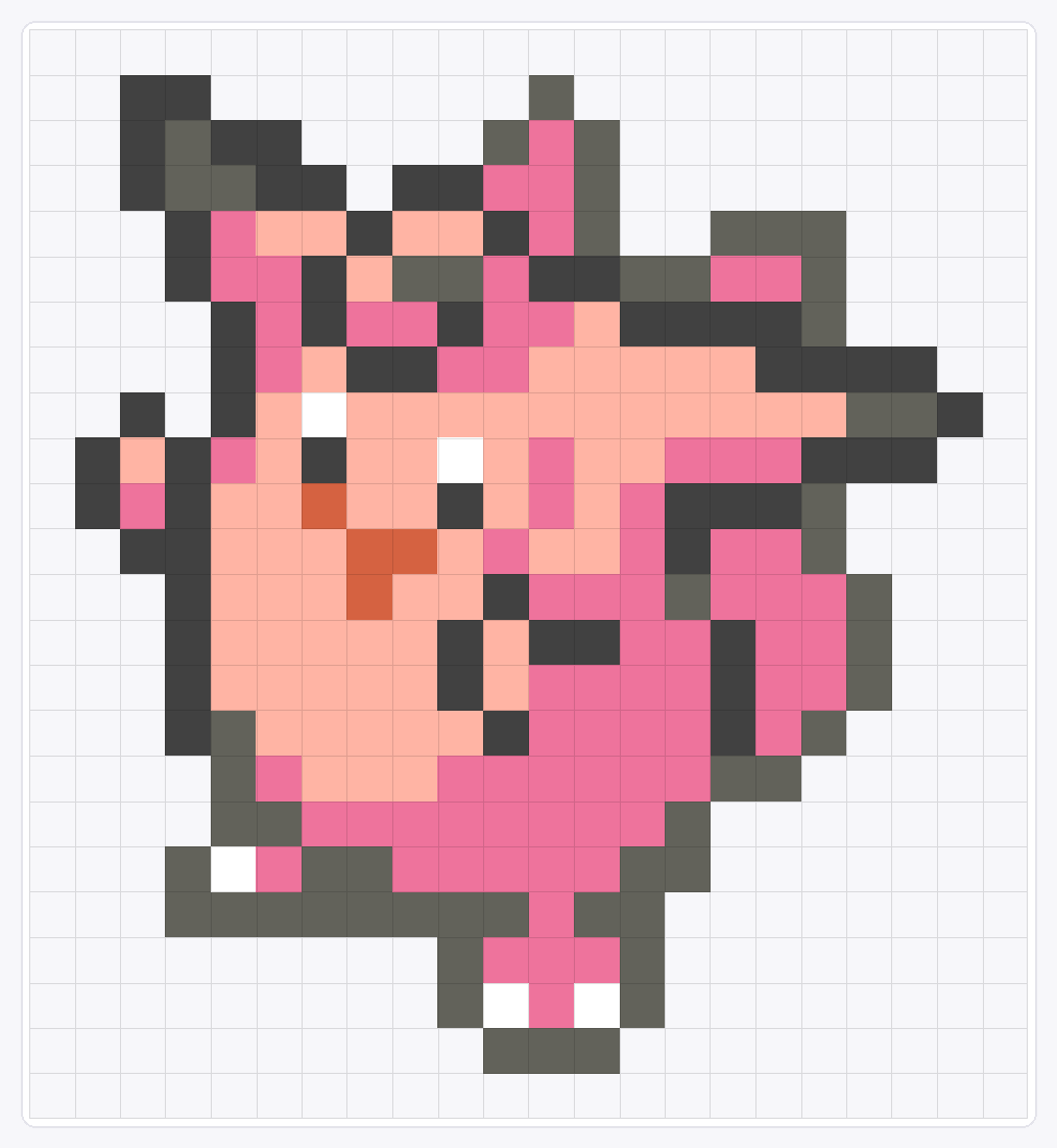#036 Clefable Icon — 24×22 loom bead pattern chart