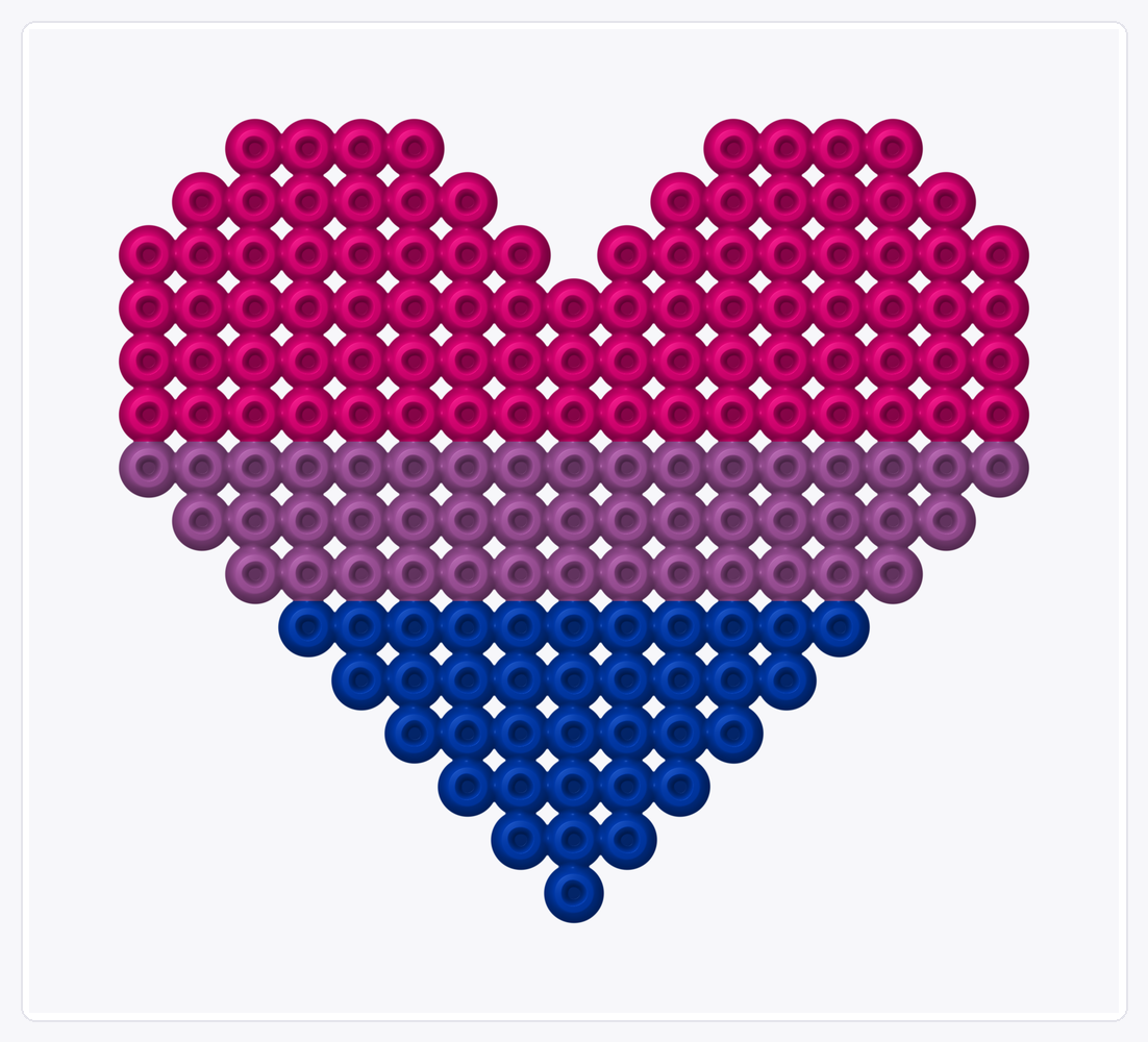 Bi Pride Heart — Perler Bead Pattern — 17×19 perler bead pattern chart