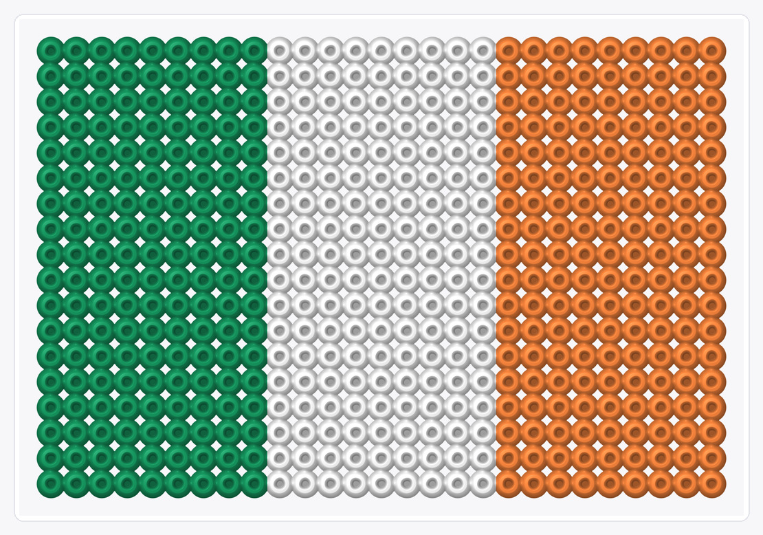 Ireland Flag — Perler Bead Pattern — 18×27 perler bead pattern chart
