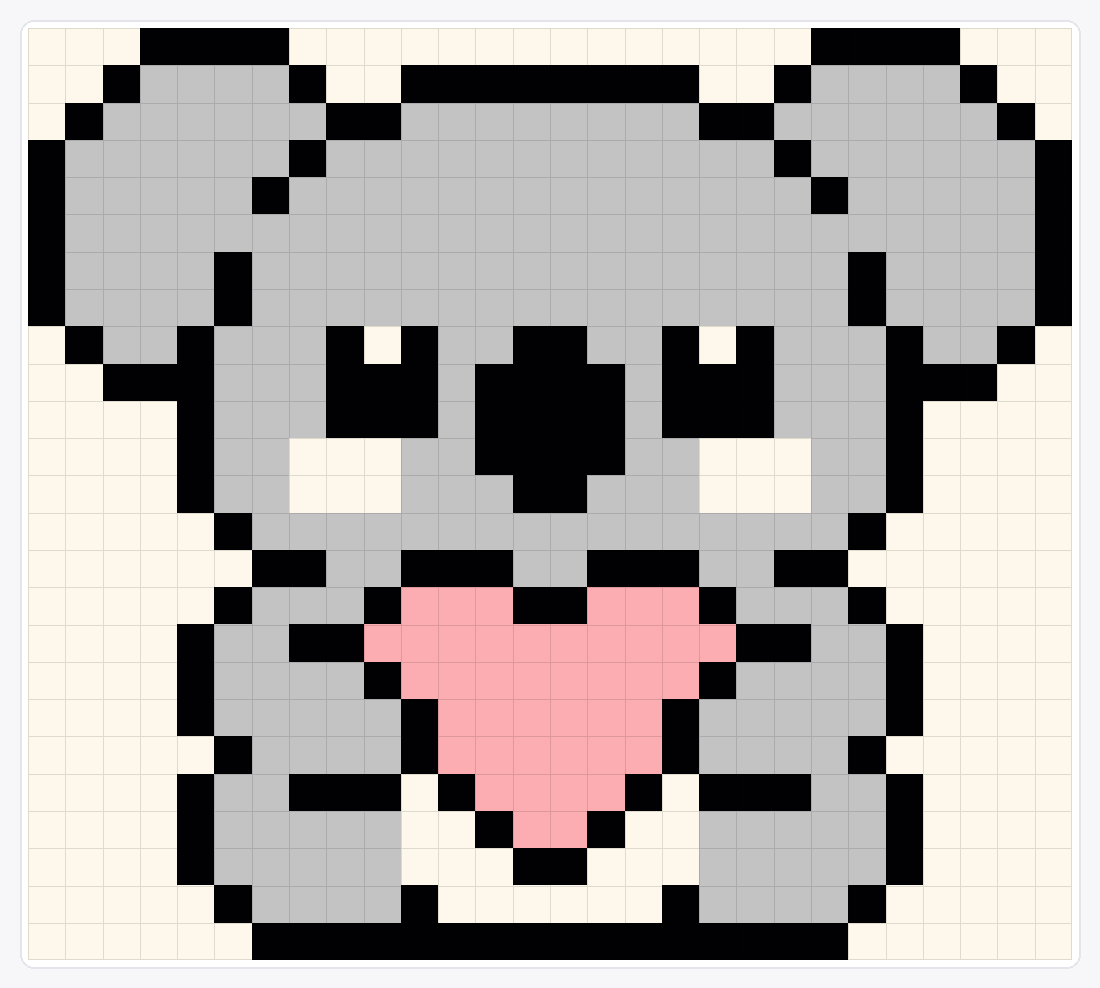 Koala — 25×28 loom bead pattern chart