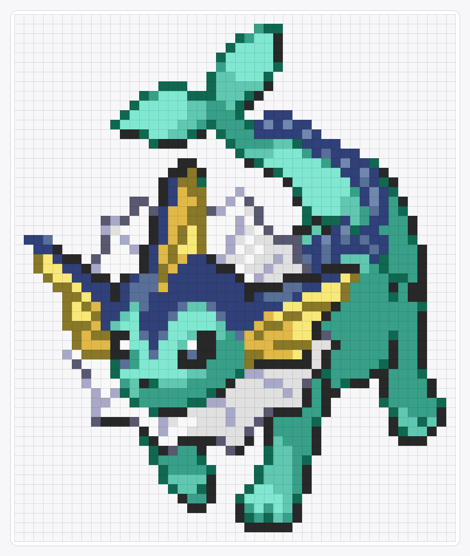 #134 Vaporeon — 55×46 loom bead pattern chart