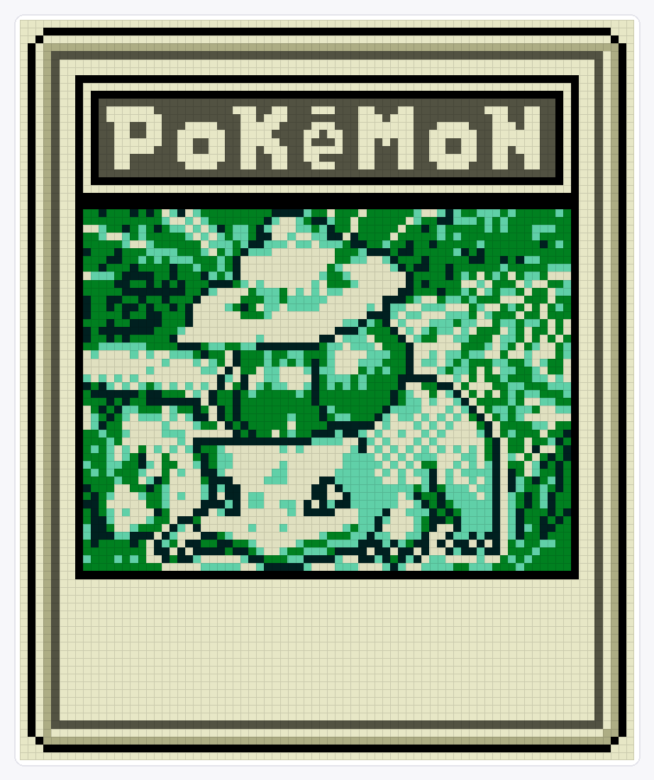 #001 Bulbasaur TCG — 94×78 loom bead pattern chart