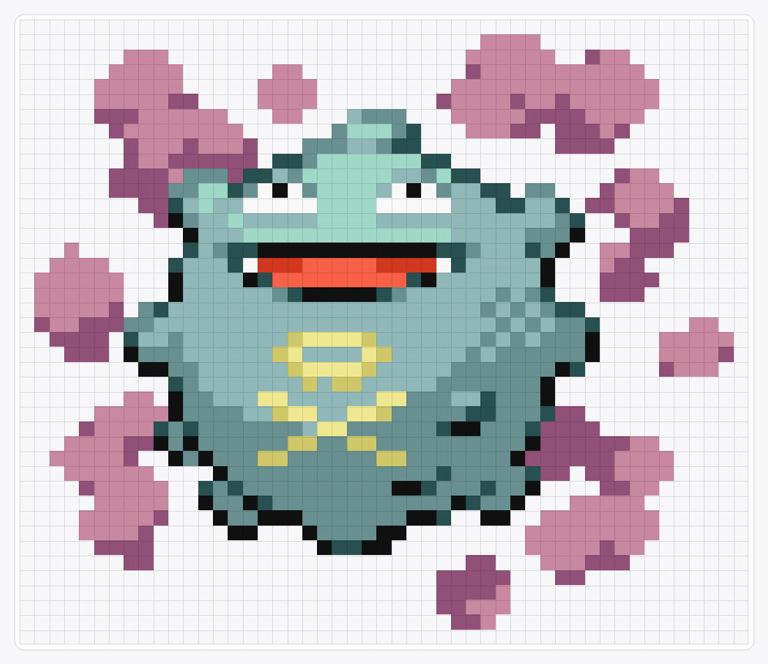 #109 Koffing Shiny — 42×49 loom bead pattern chart