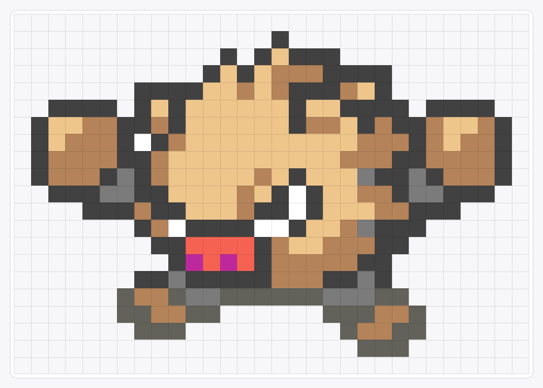 #057 Primeape Icon — 21×30 loom bead pattern chart