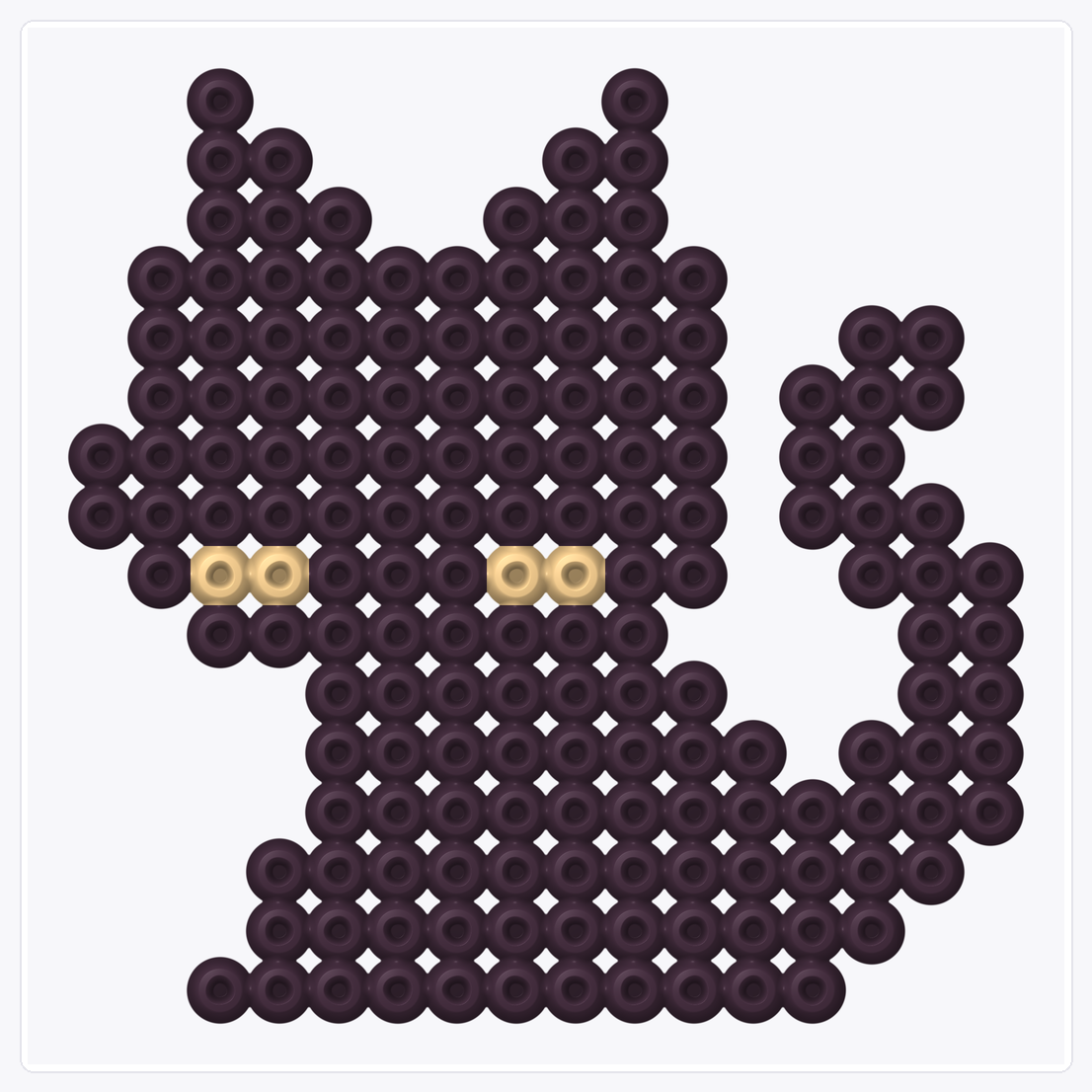 Curious Black Cat — Perler Bead Pattern — 16×16 perler bead pattern chart