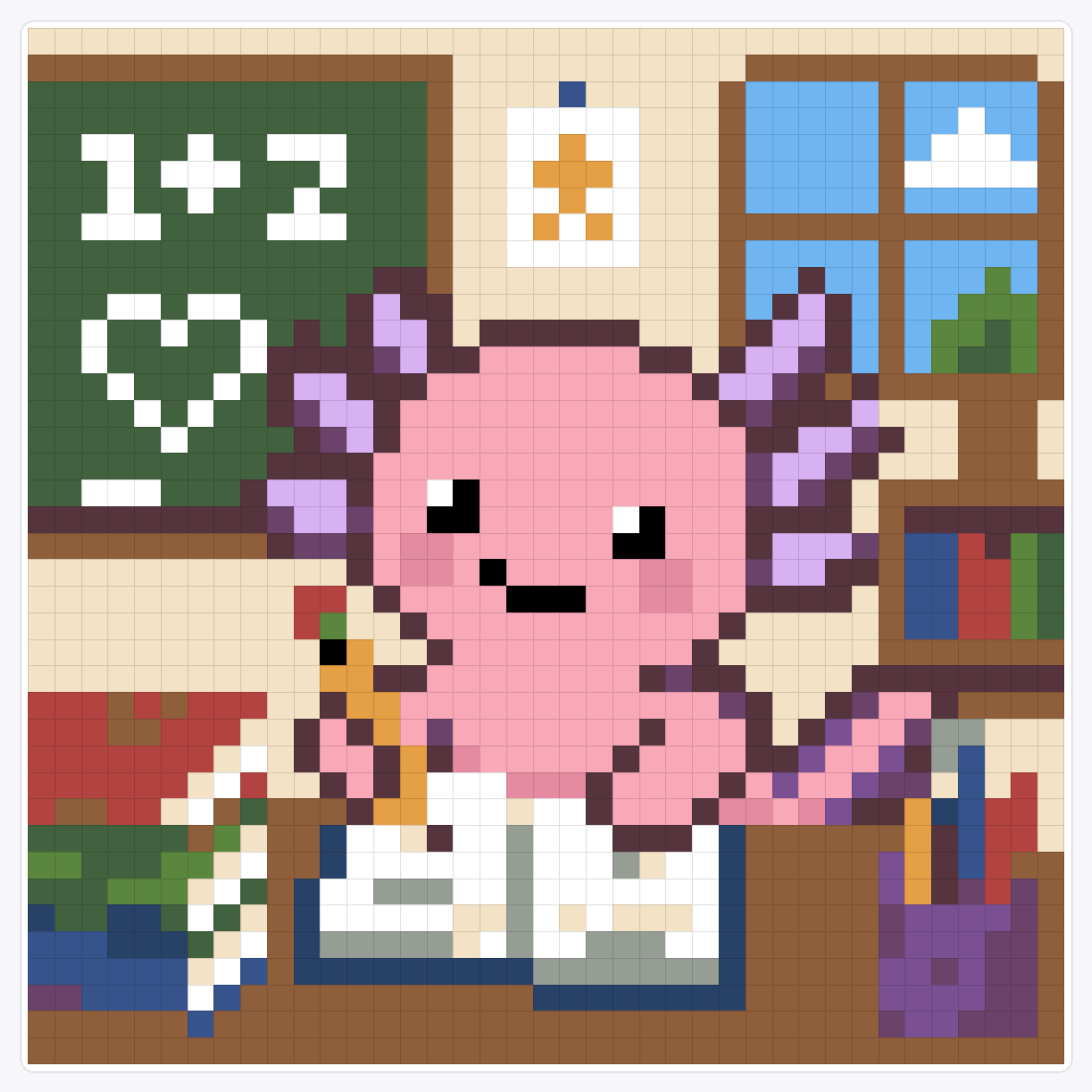 Study Room Axolotl — 39×39 loom bead pattern chart