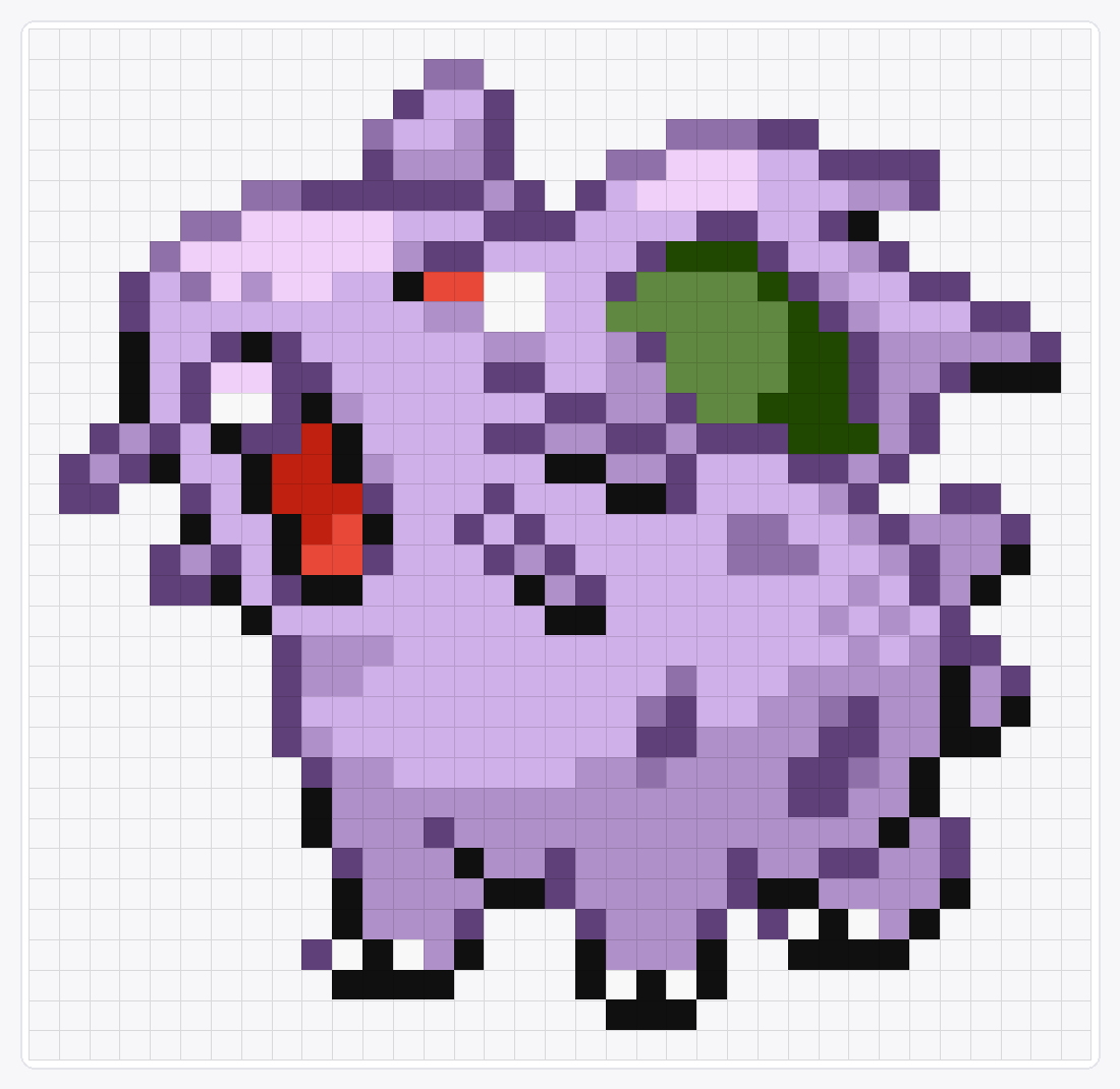 #029 Nidoran-F Shiny — 34×35 loom bead pattern chart