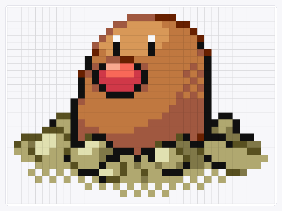 #050 Diglett — 28×38 loom bead pattern chart