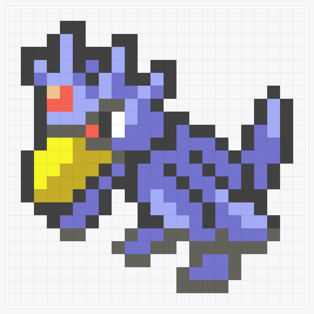 #055 Golduck Icon — 23×23 loom bead pattern chart