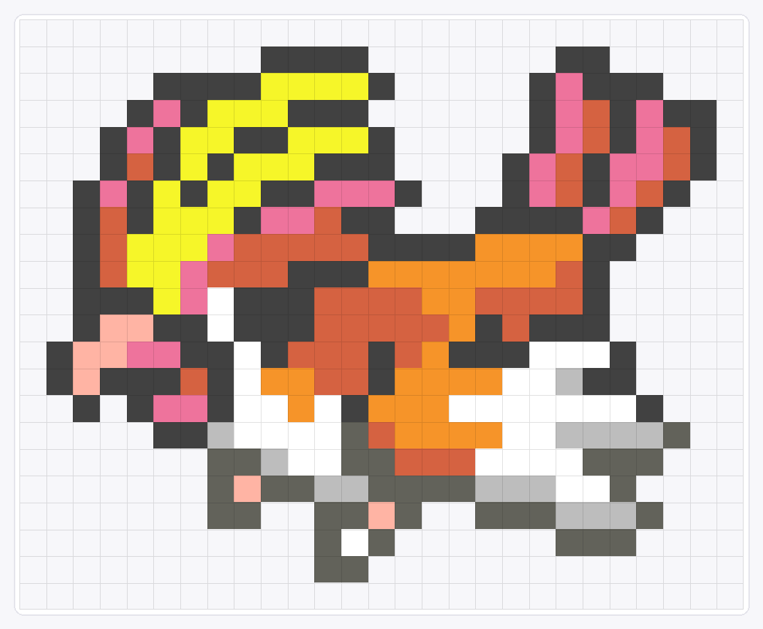 #018 Pidgeot Icon — 22×27 loom bead pattern chart