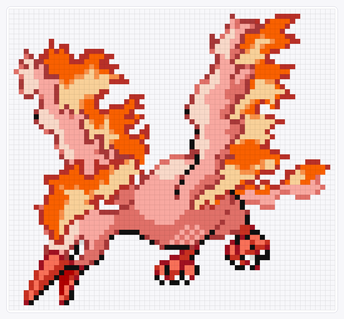 #146 Moltres Shiny — 60×65 loom bead pattern chart