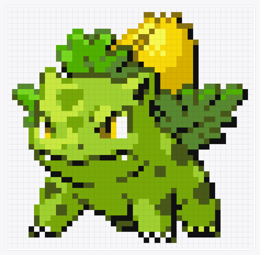 #002 Ivysaur Shiny — 44×45 loom bead pattern chart