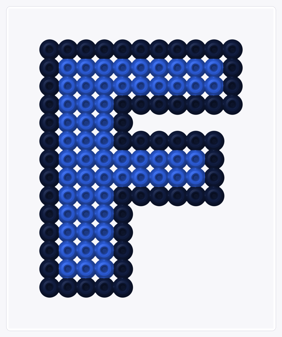 Letter F — Perler Bead Pattern — 16×13 perler bead pattern chart