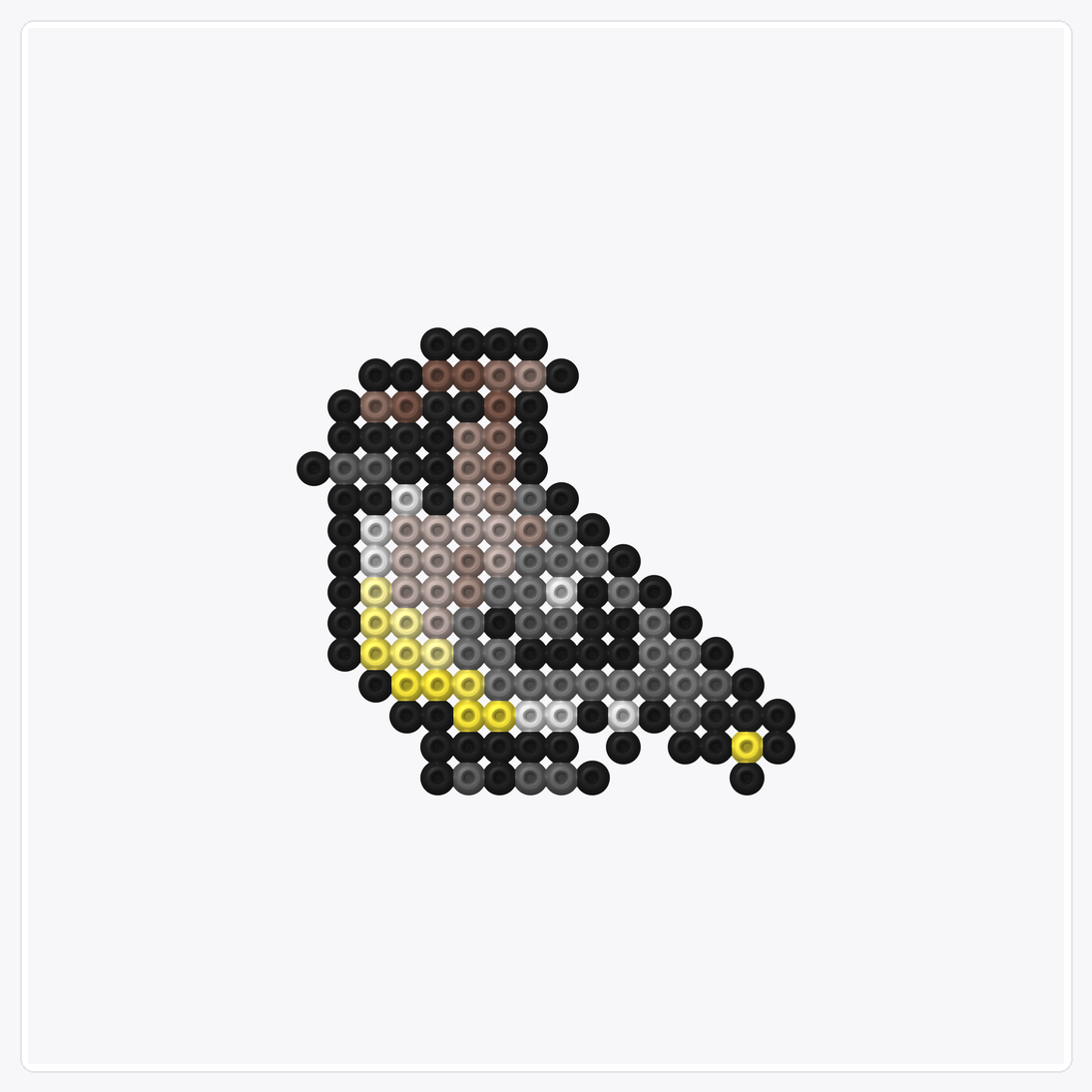 Waxwing — Perler Bead Pattern — 32×32 perler bead pattern chart