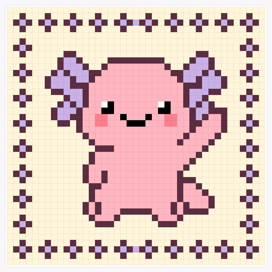 Kawaii Axolotl Framed — 41×41 loom bead pattern chart