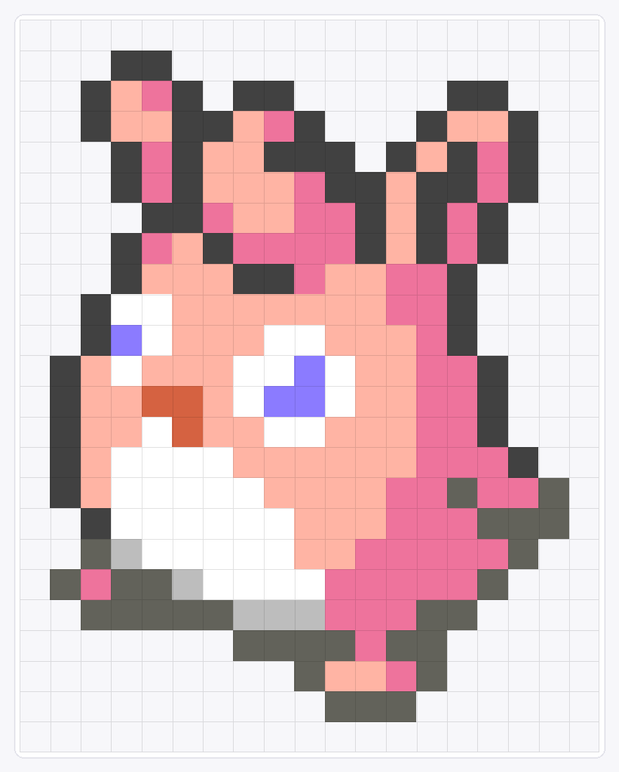 #040 Wigglytuff Icon — 24×19 loom bead pattern chart