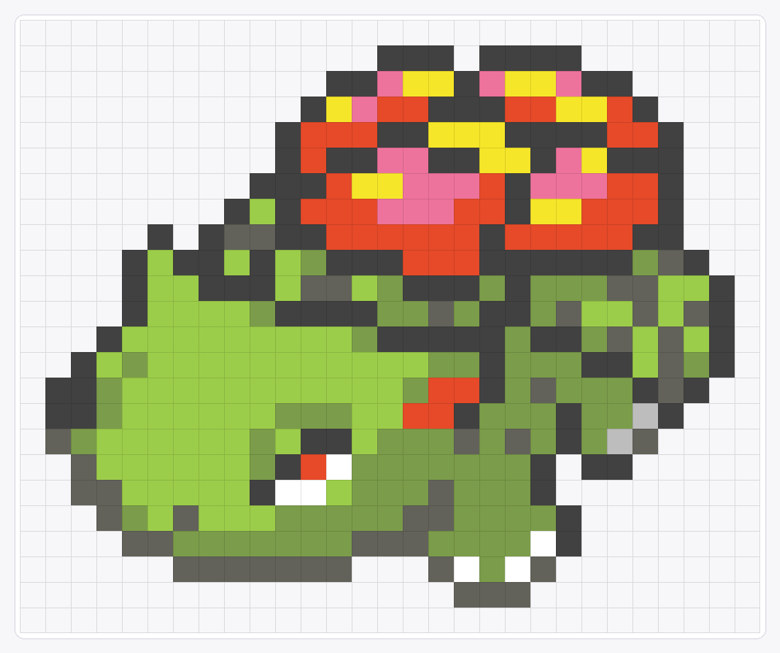 #003 Venusaur Icon — 24×29 loom bead pattern chart