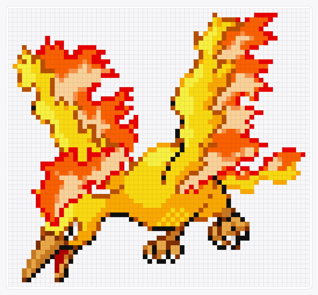 #146 Moltres — 60×65 loom bead pattern chart