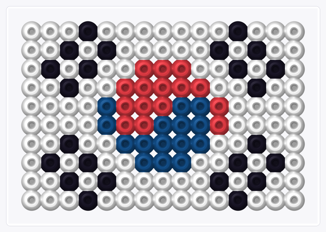 South Korea Mini Flag — Perler Bead Pattern — 10×15 perler bead pattern chart