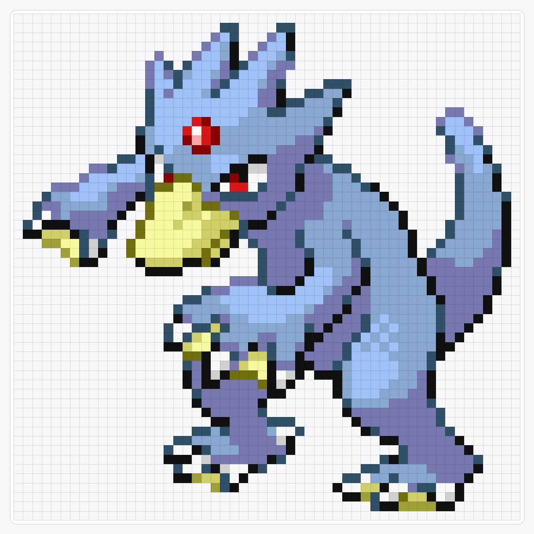 #055 Golduck — 54×54 loom bead pattern chart