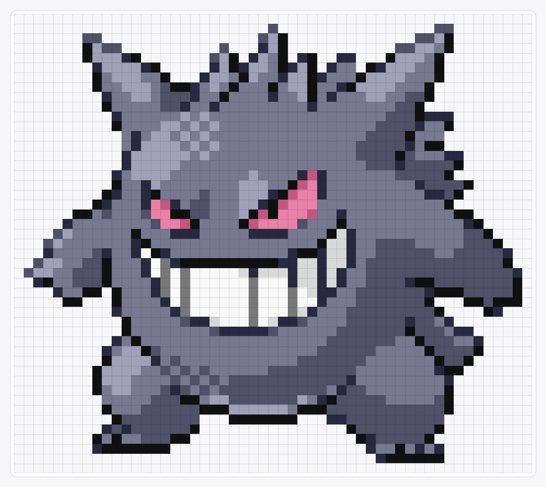 #094 Gengar Shiny — 47×53 loom bead pattern chart