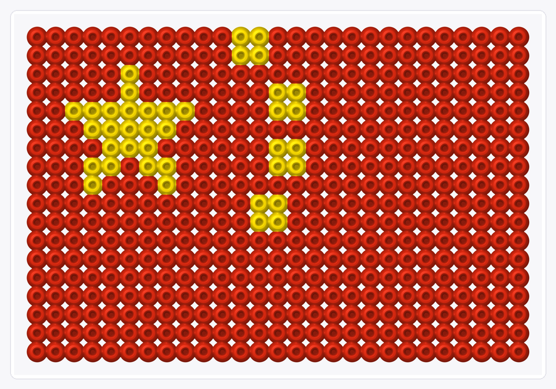 China Flag — Perler Bead Pattern — 18×27 perler bead pattern chart