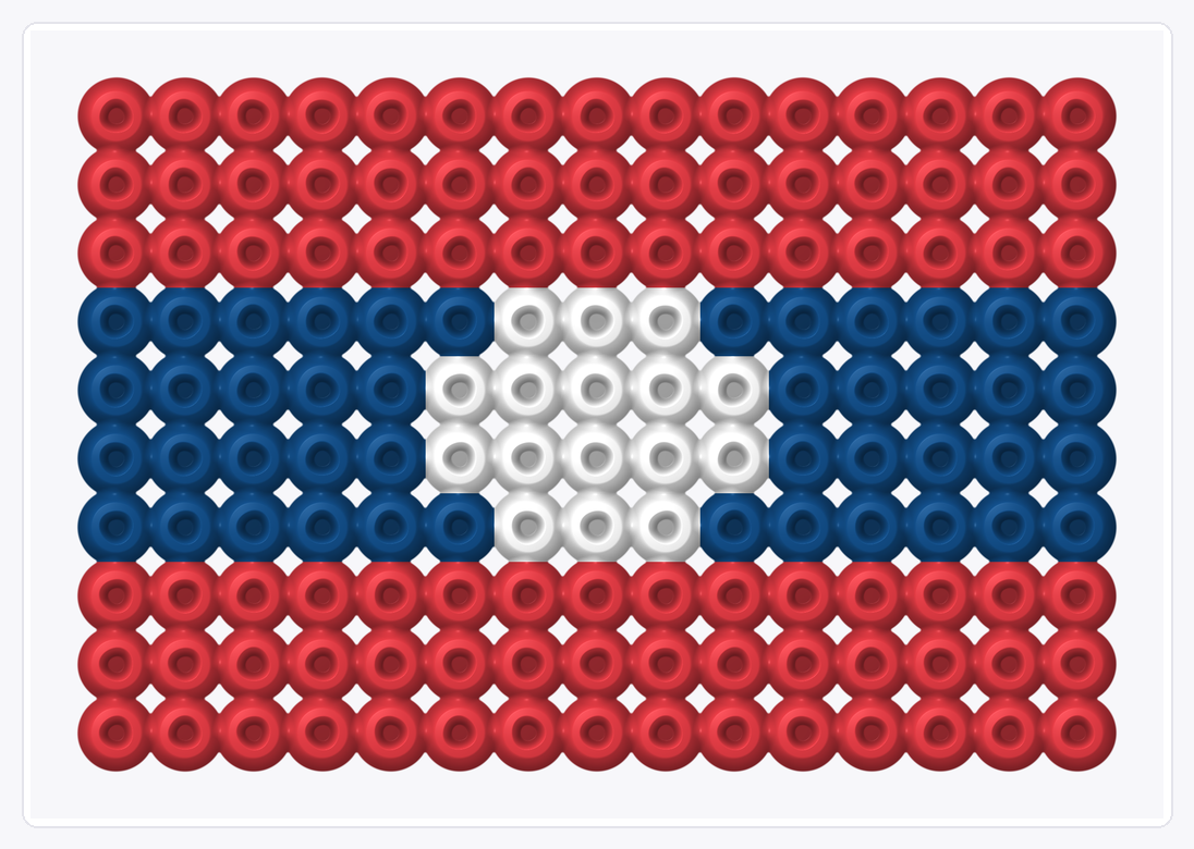 Laos Mini Flag — Perler Bead Pattern — 10×15 perler bead pattern chart