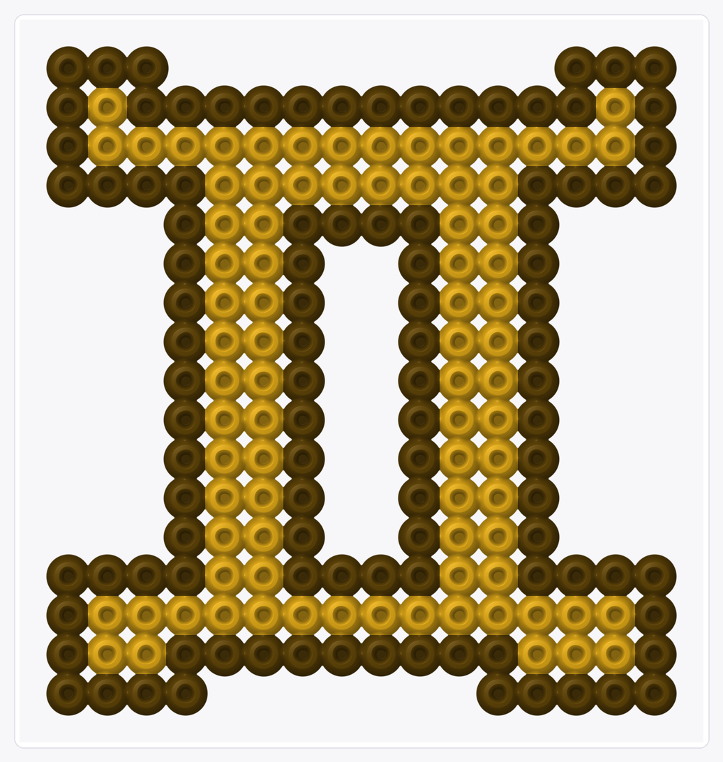 Gemini Zodiac Sign — Perler Bead Pattern — 17×16 perler bead pattern chart