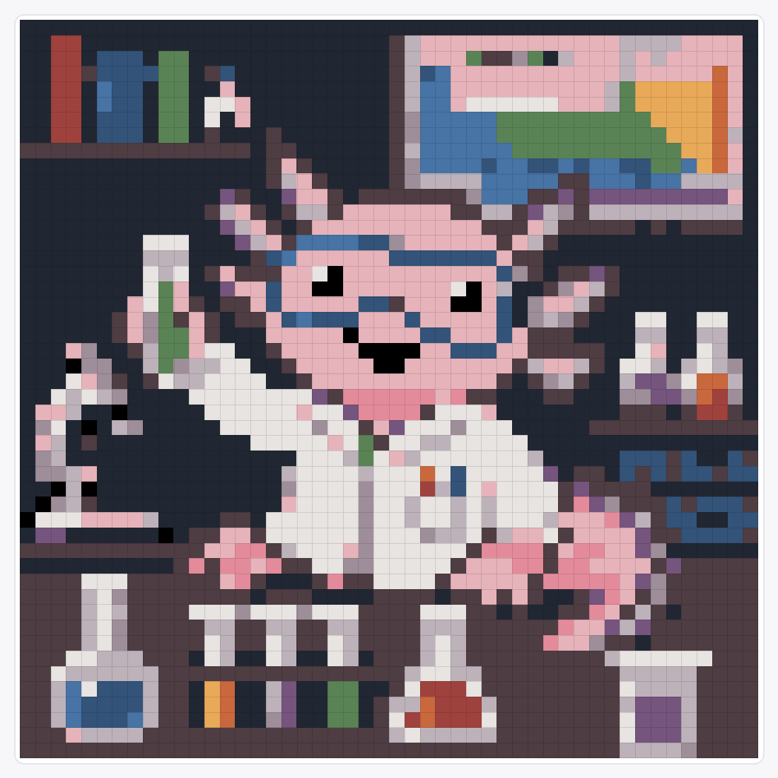 Cute Scientist Axolotl — 48×48 loom bead pattern chart