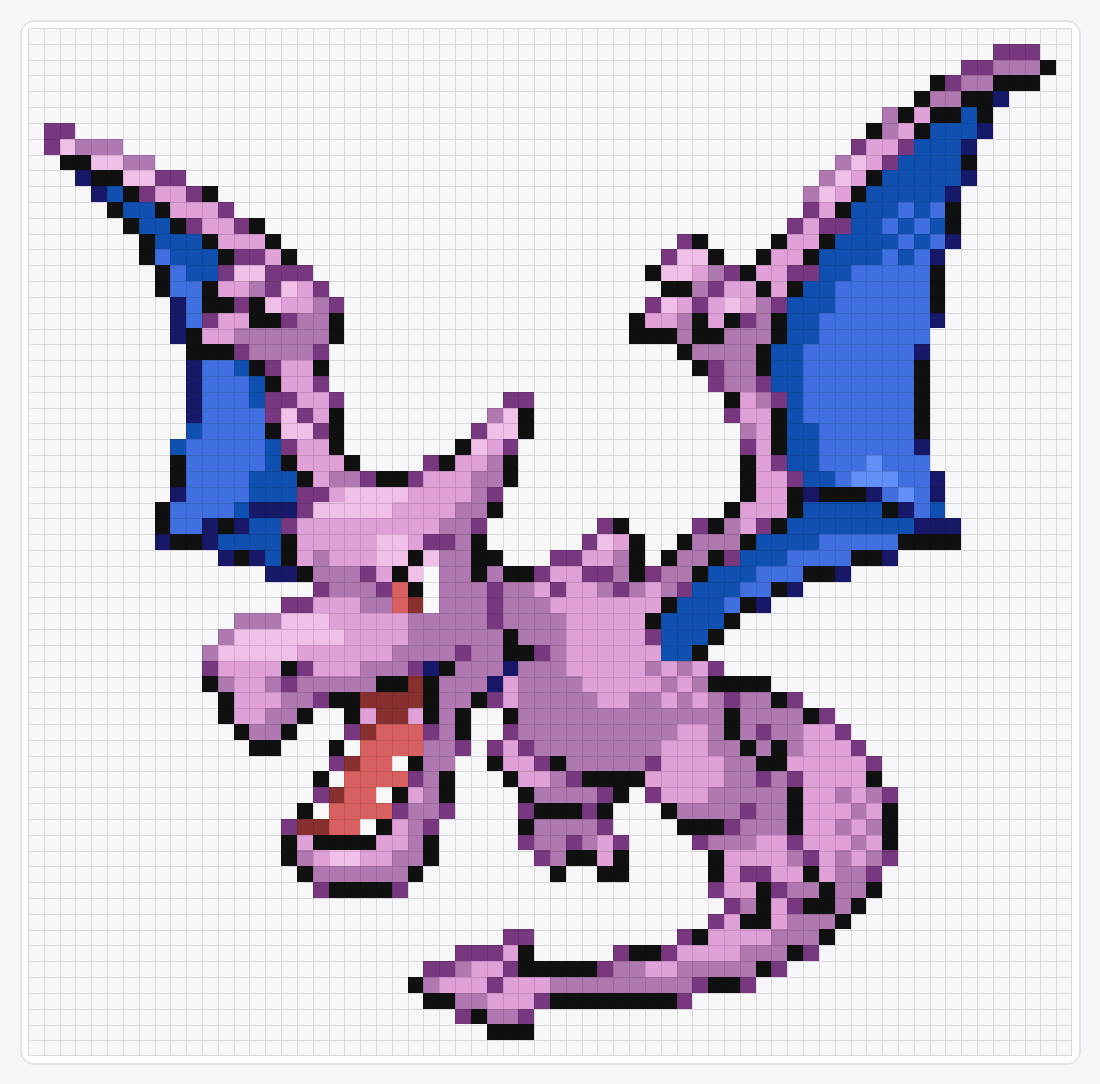 #142 Aerodactyl Shiny — 65×66 loom bead pattern chart