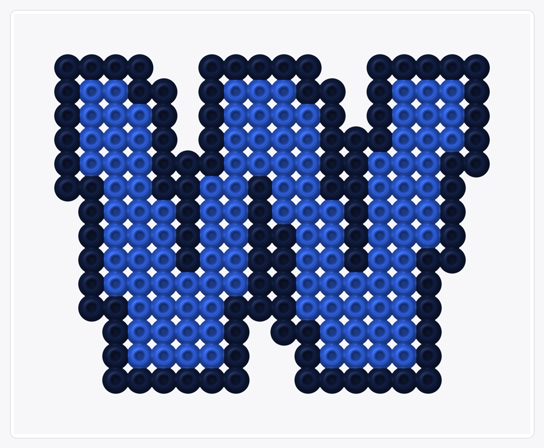 Letter W — Perler Bead Pattern — 16×20 perler bead pattern chart