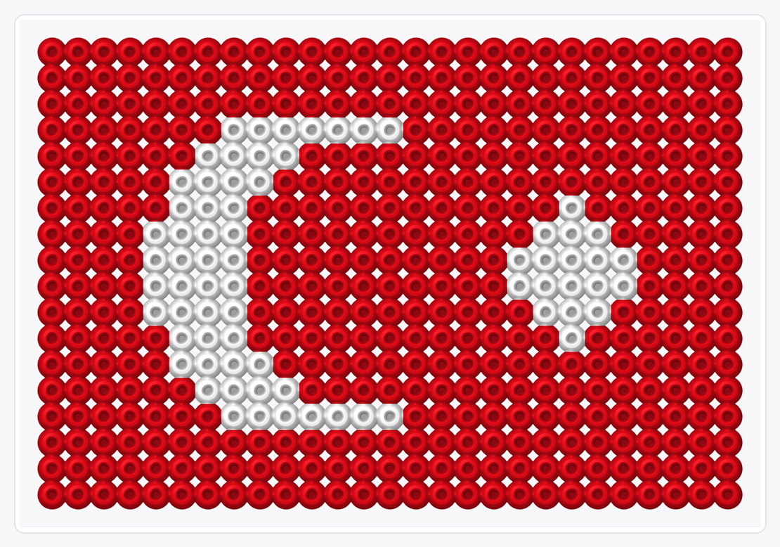 Turkey Flag — Perler Bead Pattern — 18×27 perler bead pattern chart