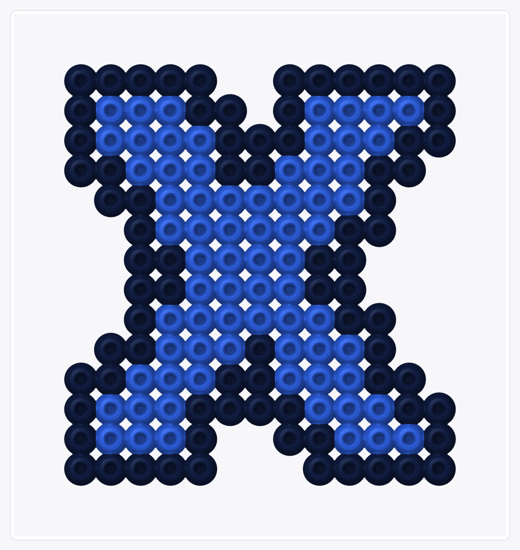 Letter X — Perler Bead Pattern — 16×15 perler bead pattern chart