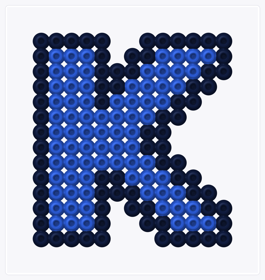 Letter K — Perler Bead Pattern — 16×15 perler bead pattern chart