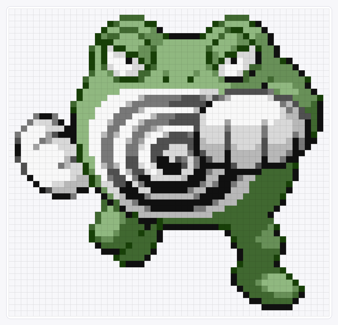#062 Poliwrath Shiny — 50×52 loom bead pattern chart