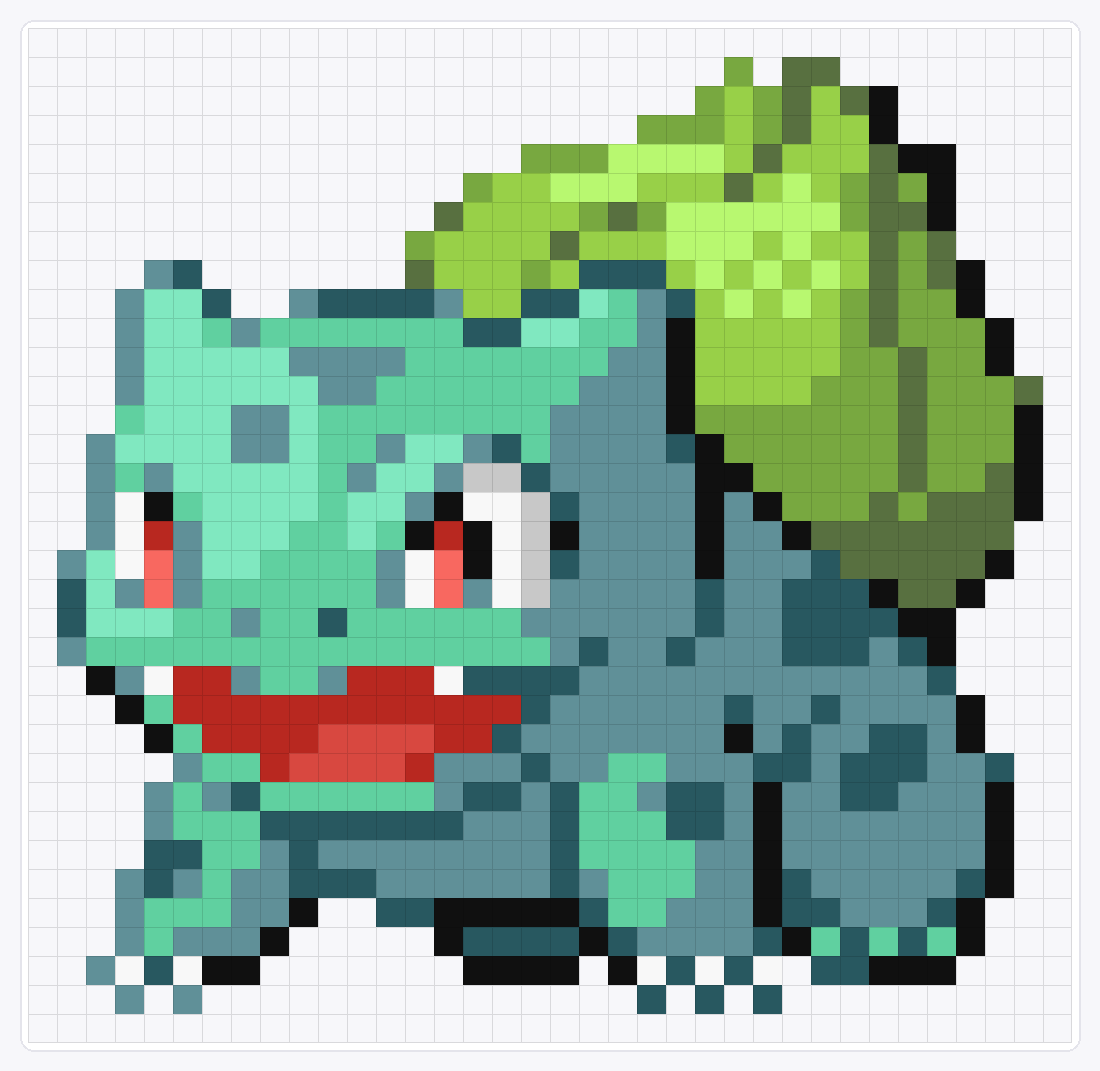 #001 Bulbasaur — 35×36 loom bead pattern chart