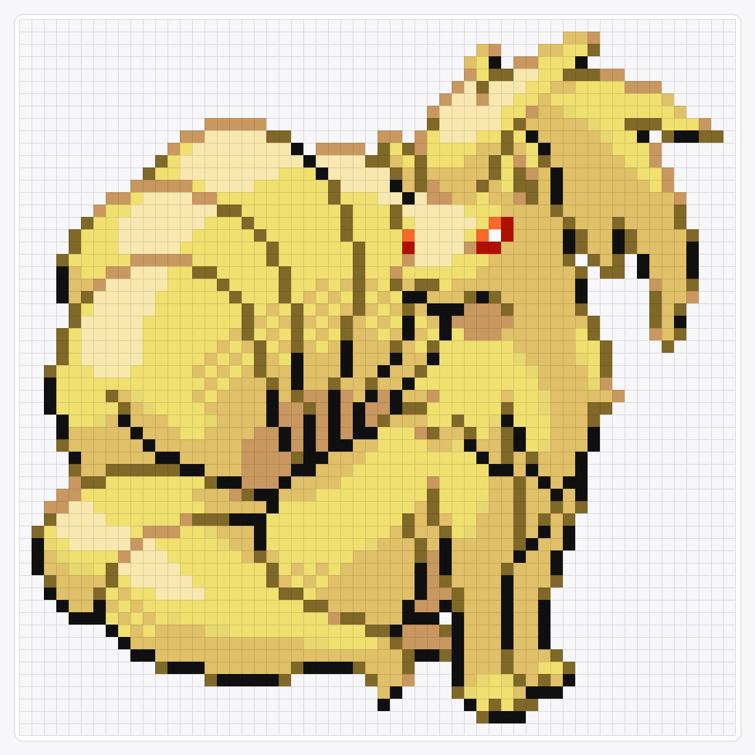 #038 Ninetales — 58×58 loom bead pattern chart