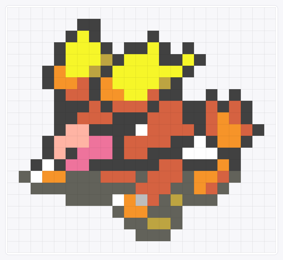 #126 Magmar Icon — 21×23 loom bead pattern chart