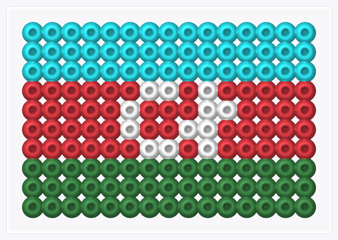 Azerbaijan Mini Flag — Perler Bead Pattern — 10×15 perler bead pattern chart