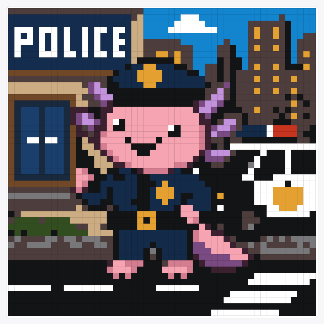 Police Axolotl — 50×50 loom bead pattern chart