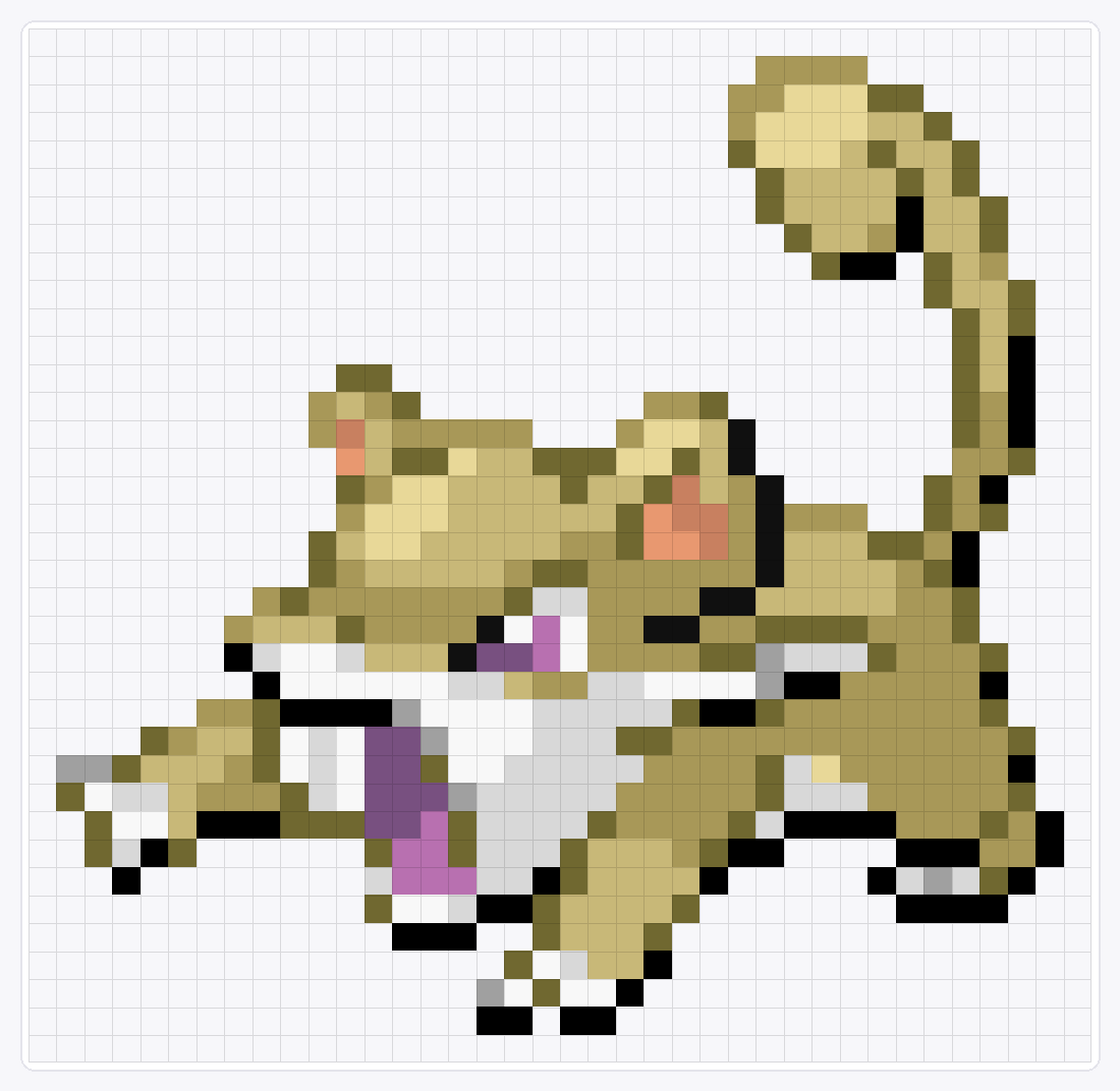 #019 Rattata Shiny — 37×38 loom bead pattern chart