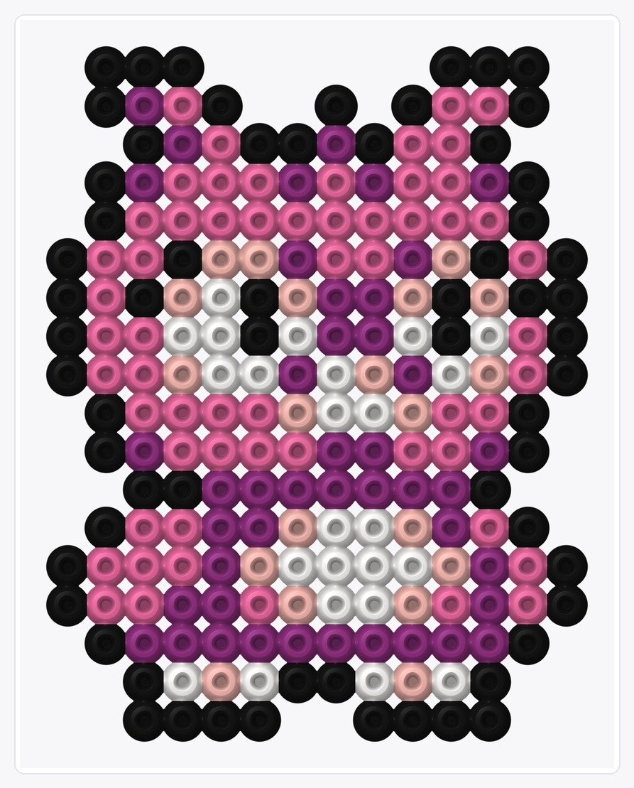 Pink Owl — Perler Bead Pattern — 18×14 perler bead pattern chart