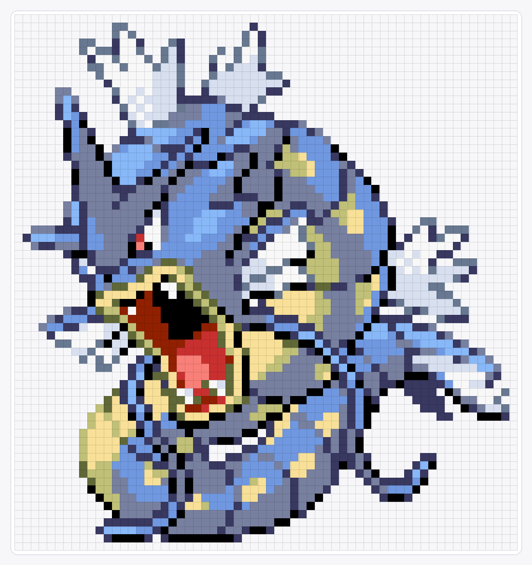 #130 Gyarados — 66×62 loom bead pattern chart