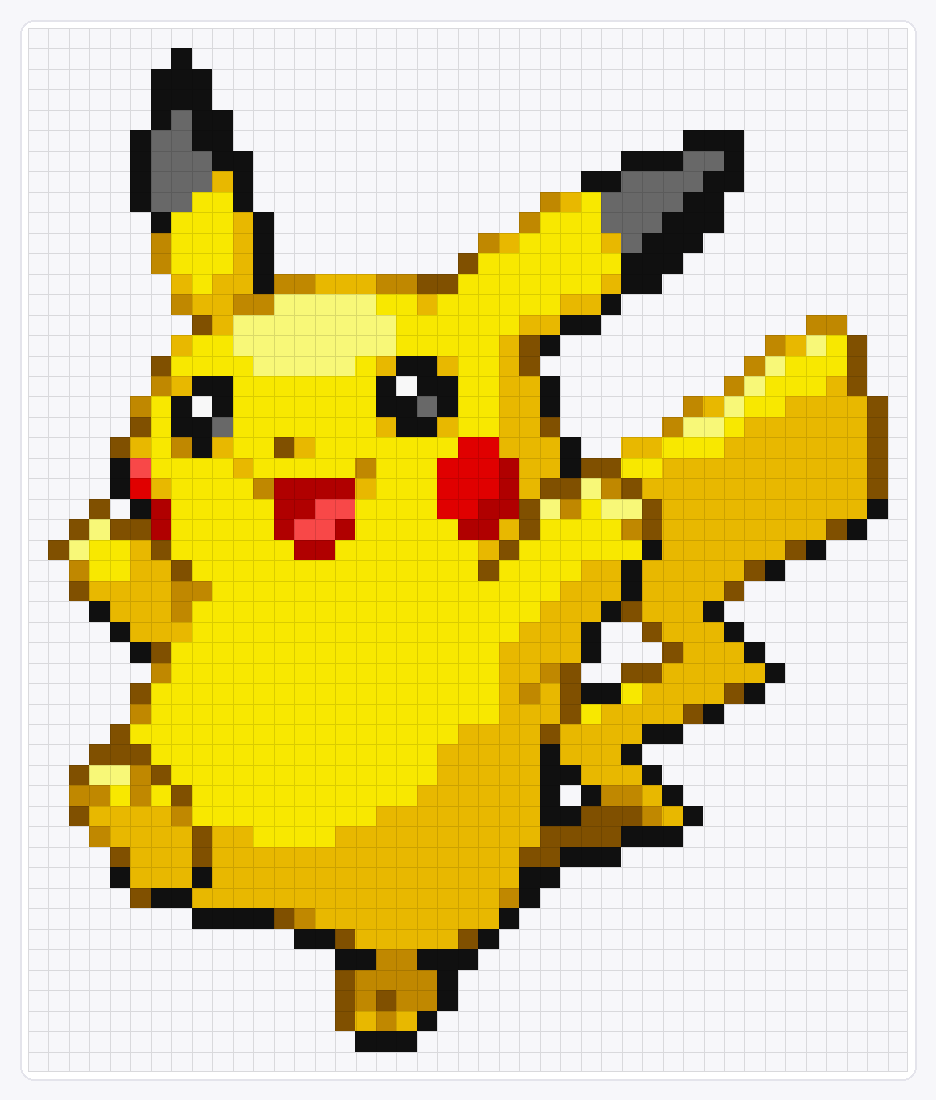#025 Pikachu — 51×43 loom bead pattern chart