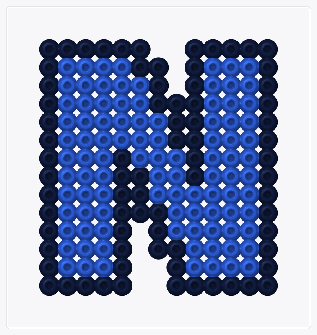 Letter N — Perler Bead Pattern — 16×15 perler bead pattern chart