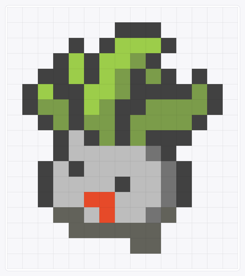 #043 Oddish Icon — 17×15 loom bead pattern chart