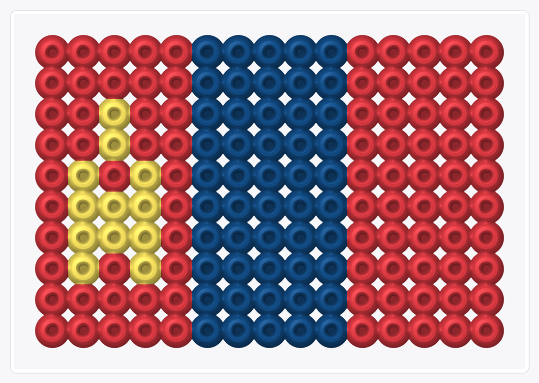 Mongolia Mini Flag — Perler Bead Pattern — 10×15 perler bead pattern chart