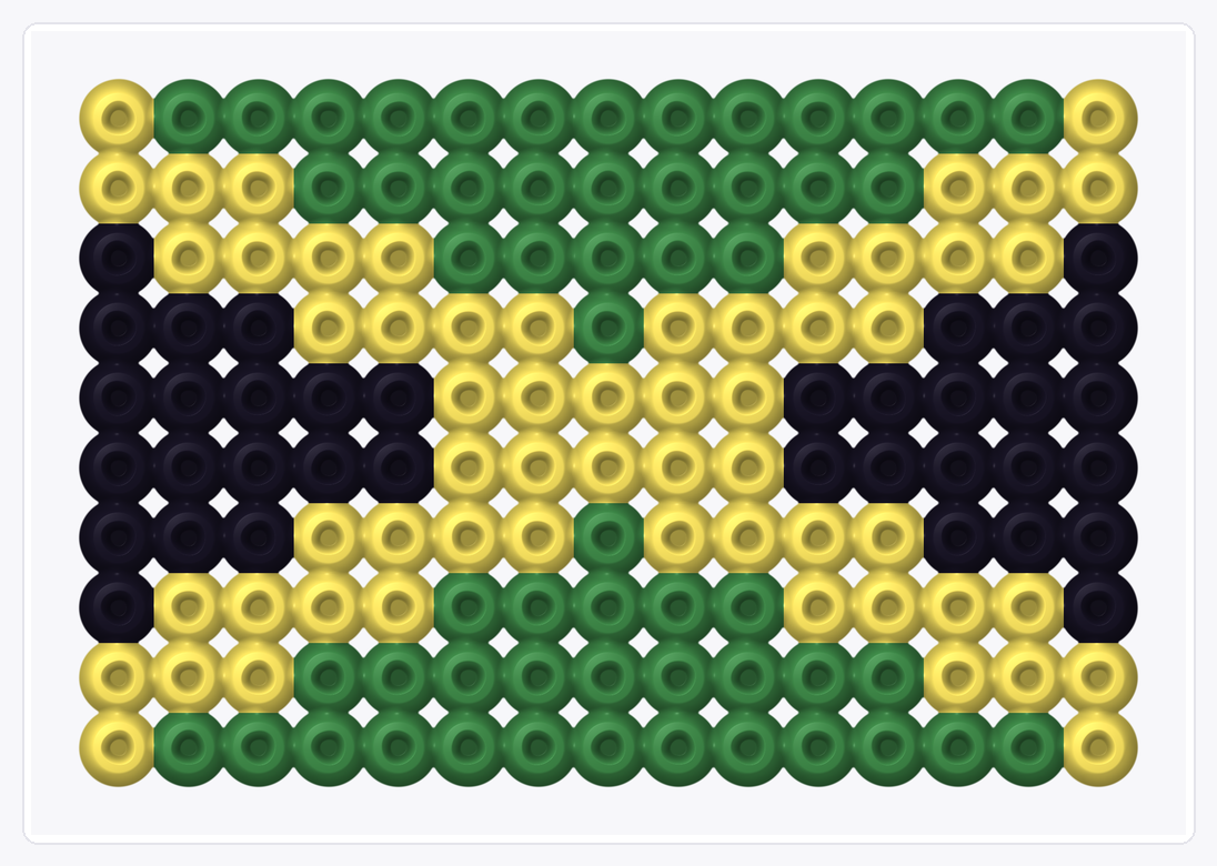 Jamaica Mini Flag — Perler Bead Pattern — 10×15 perler bead pattern chart
